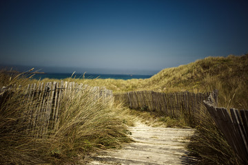 Beach with Path and Fence in Brittany