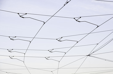 Electric wires of a tram