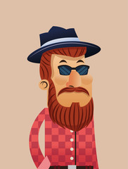 Fototapeta premium Hipster man cartoon with mustache and glasses icon. Style fashion vintage and culture theme. Colorful design. Vector illustration