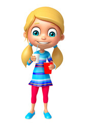 kid girl with soft drink and popcorn