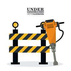Barrier and demolishing drill icon. Under construction and repair theme. Isolated design. Vector illustration