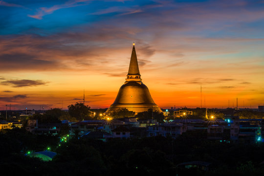 Phra Pathom Chedi is the landmark of bangkok province (Thailand)