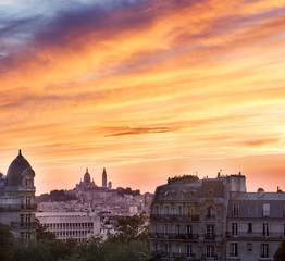 Basilique of Sacre coeur at night, Paris, France