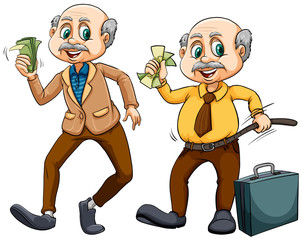 Two old men with money