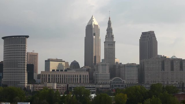 4K UltraHD Timelapse of the city center of Cleveland, Ohio on a sunny day