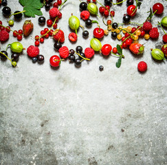 wild berries on the stone table.
