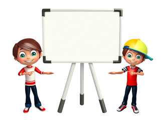 kid boy with Display board