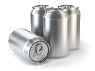 Aluminium beer cans  isolated on white.