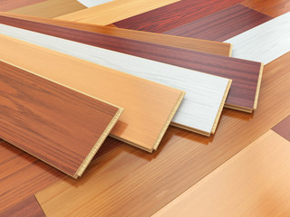 Parquet o laminate wooden planks of the different colors on the