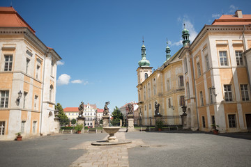 Fototapeta na wymiar State castle chateau Duchcov inner courtyard, Czech republic