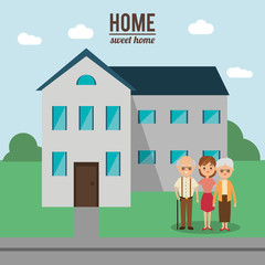 Obraz na płótnie Canvas House mother woman and grandparents icon. Home family and real estate theme. Colorful design. Vector illustration