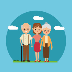 Grandparents and girl icon. Family relationship avatar and generation theme. Colorful design. Vector illustration