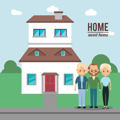 Obraz na płótnie Canvas House mother father and son icon. Home family and real estate theme. Colorful design. Vector illustration