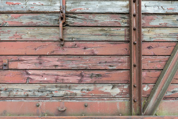 Planks and iron work of an old train wagon