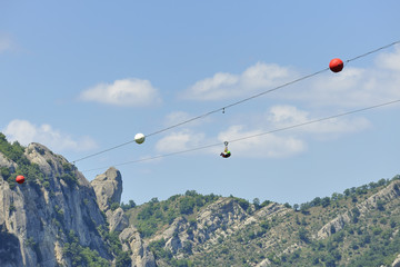 Castelmezzano visto da Pietrapertosa, Basilicata, paese del volo dell'angelo