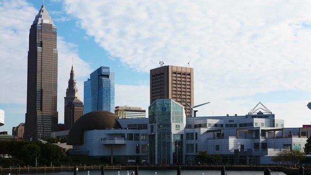 4K UltraHD Timelapse of the skyline of Cleveland on a sunny day