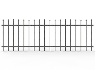 3d illustration of metal fence. white background isolated. icon for game web. 