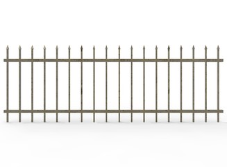 3d illustration of metal fence. white background isolated. icon for game web. 