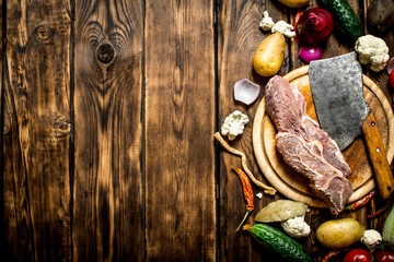 Ingredients for making soup with beef.