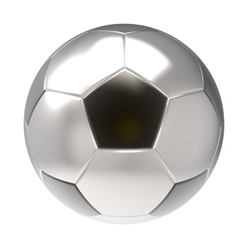 Silver Soccer ball 3D render