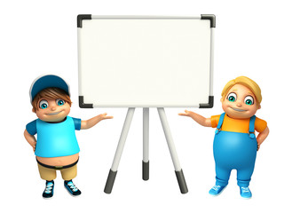 kid boy with Display board