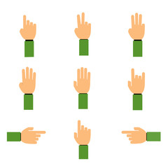 Set of hands icons and symbols, vector illustration