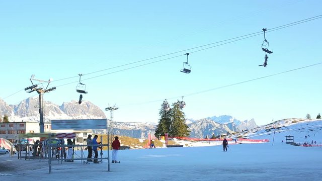 Switzerland, Flums. Ski lift working.