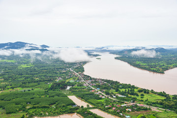 Picturesque View of the Mekong River from Wat Pha Tak Sua in Nong Khai Province