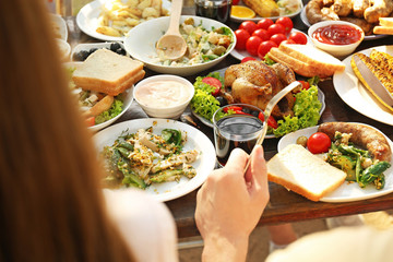 Friends eating on picnic