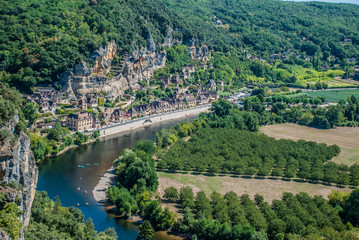 The Village of La Roque Gageac as Seen from the Gardens of Marqueyssac. HDR processing