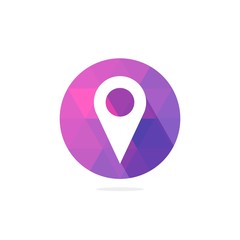 Modern Map Marker Icon with Long Shadow