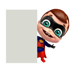 cute superbaby with white board