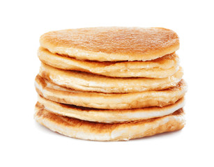 Tasty pancakes isolated on white