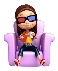 kid girl with 3D goggle