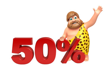 Caveman with 50% sign