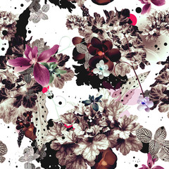 Naklejka premium Abstract floral seamless pattern design