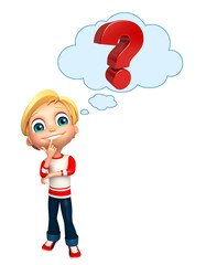 kid boy with Question mark sign