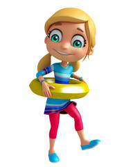 kid girl with Swimming tube