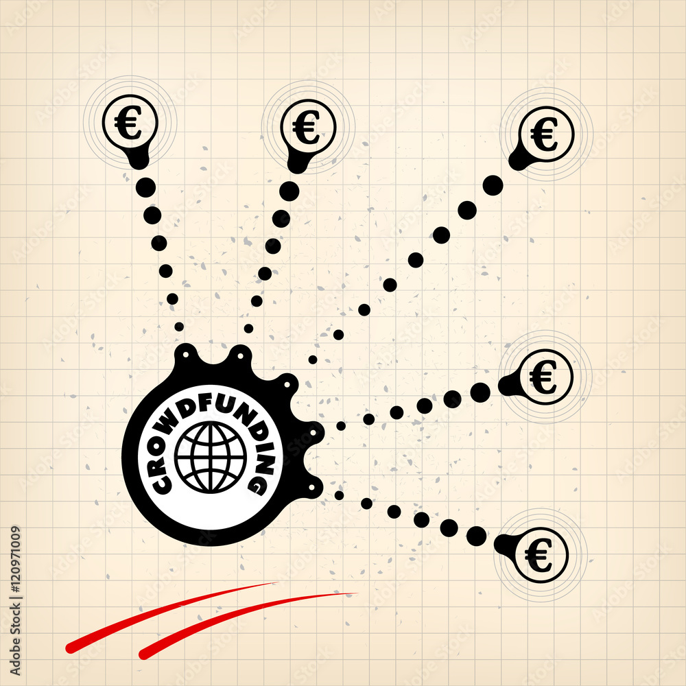 Poster vector circular object with theme of crowd funding
