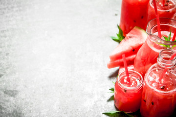 Watermelon juice with mint .