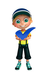 kid boy with  right sign