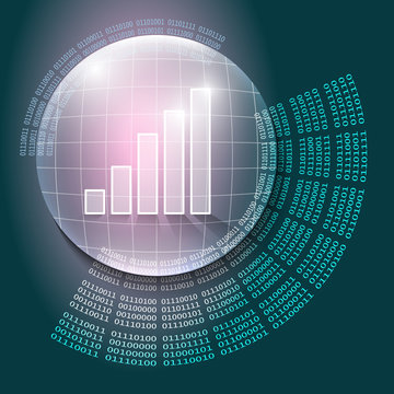 Vector abstract background and binary code and diagram