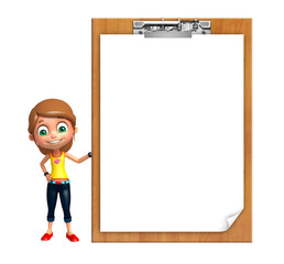 kid girl with Exam pad