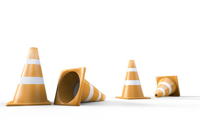 Orange Traffic cone object isolated Concept and Background