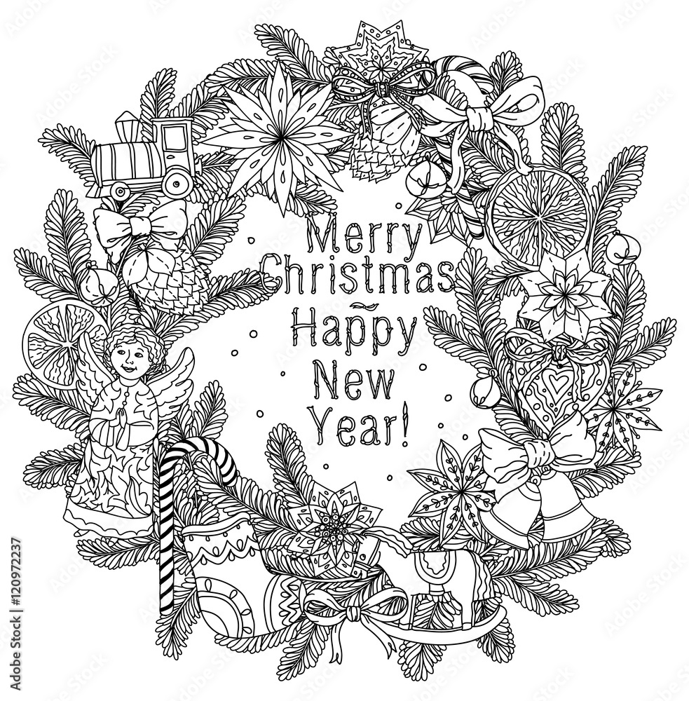 Wall mural merry christmas, lettering Greeting Card design