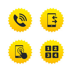 Phone icons. Call center support symbol.