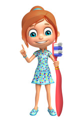 kid girl with Tooth Brush
