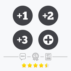 Plus icons. Positive symbol. Add one more sign.