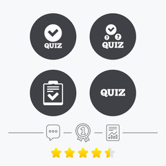 Quiz icons. Checklist with check mark symbol.
