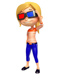 kid girl with 3D goggle